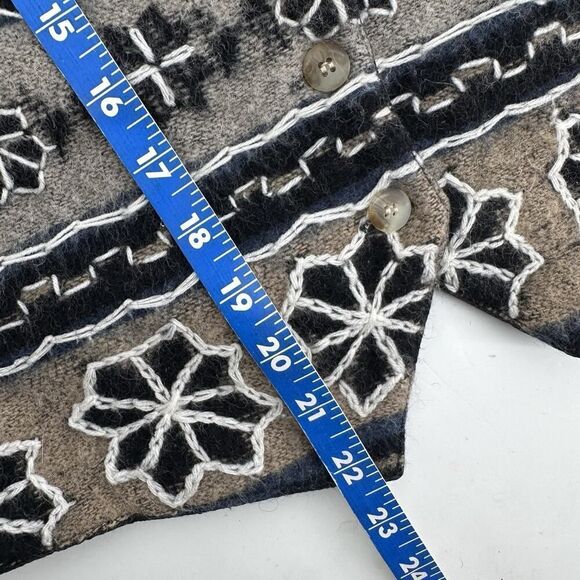 Vintage Jane Ashley Vest Wool Woven Knit Cotton Lined Floral Embroidery Size M - Picture 8 of 10